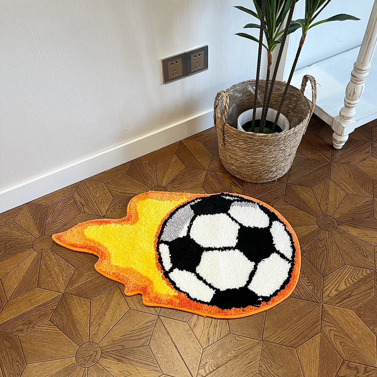 The Flaming Soccer Ball Rug