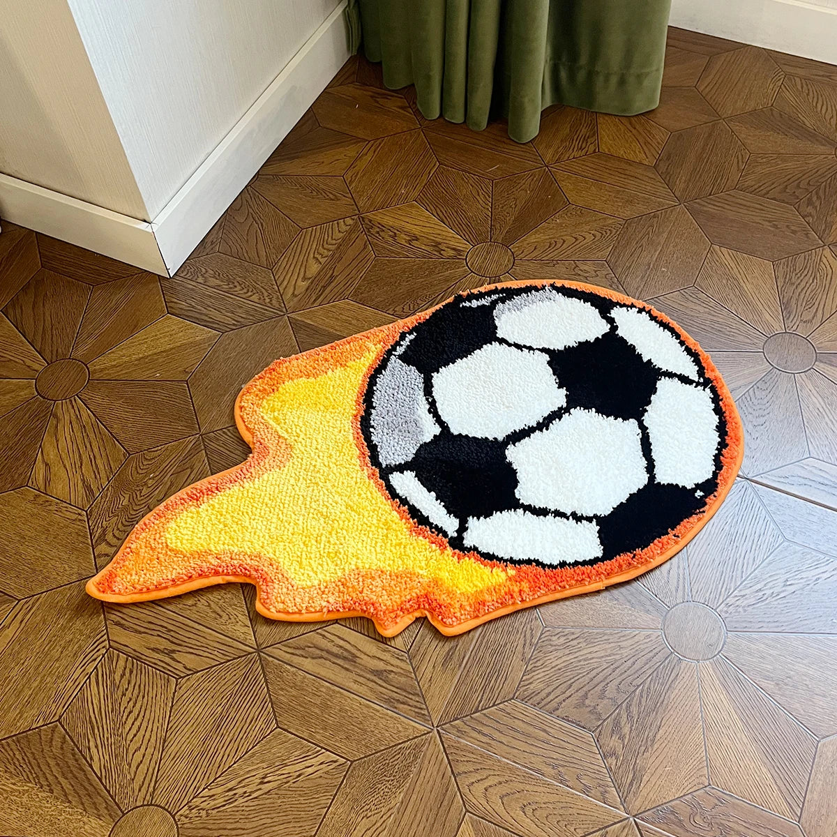 The Flaming Soccer Ball Rug